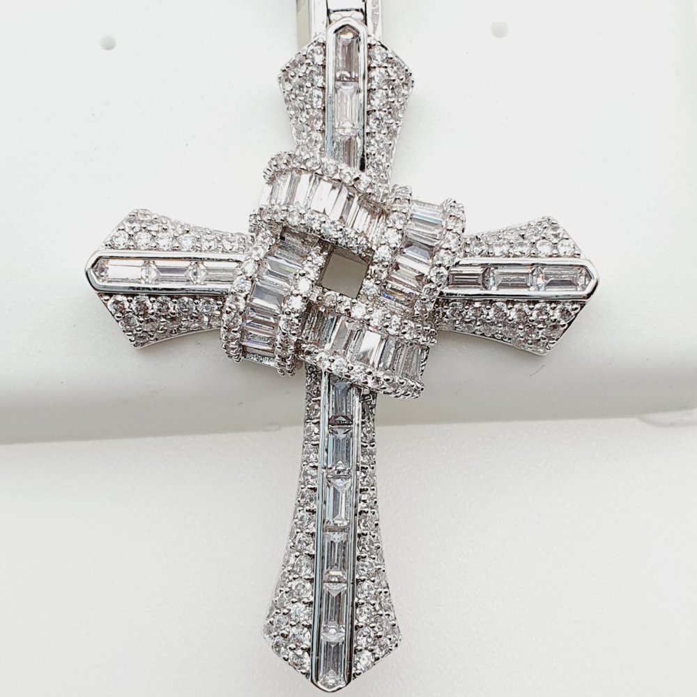 925 Sterling Silver Plated CZ Pendant, EVBRS589 - Picture 4 of 11